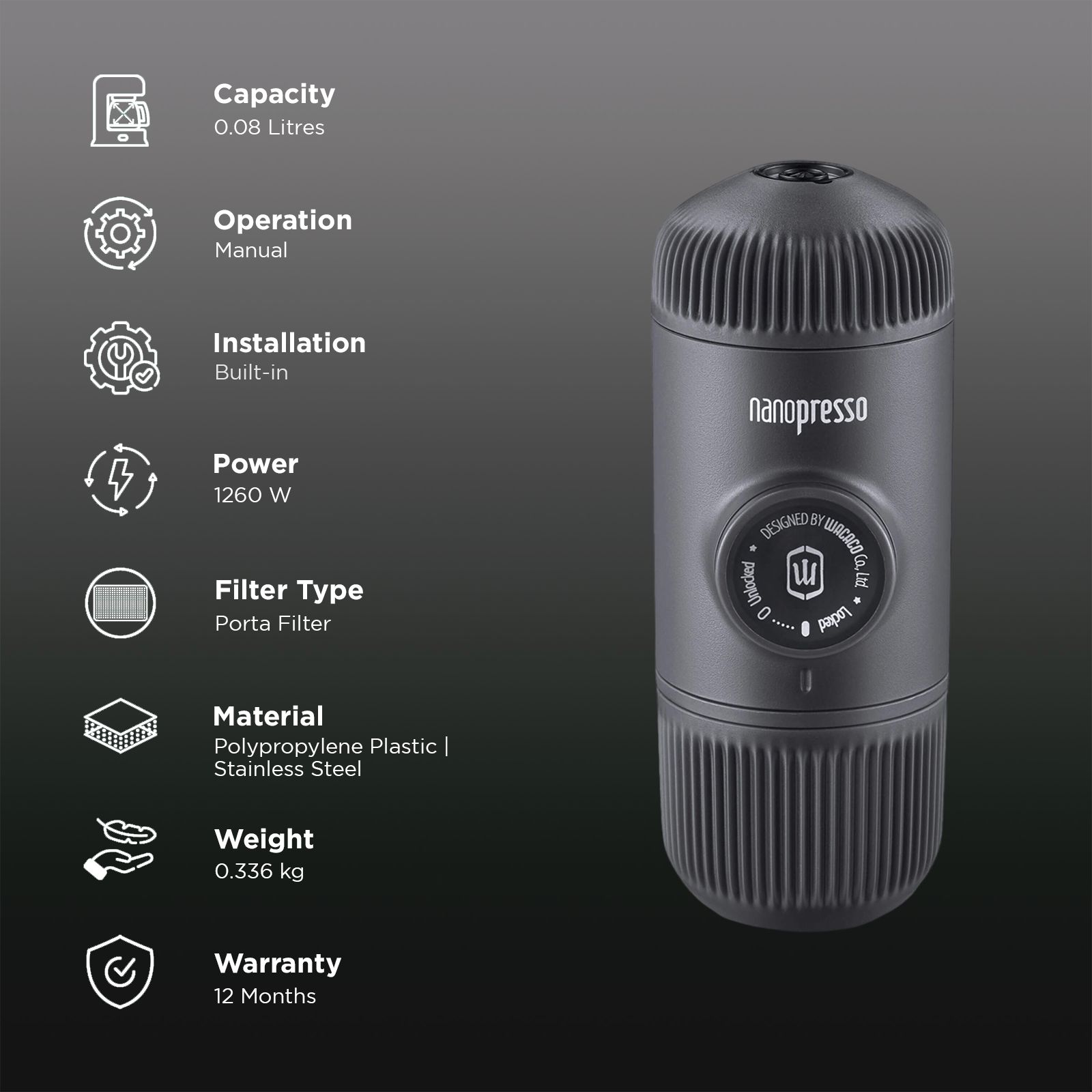 Buy Wacaco Nanopresso Manual Espresso Coffee Maker with Filter